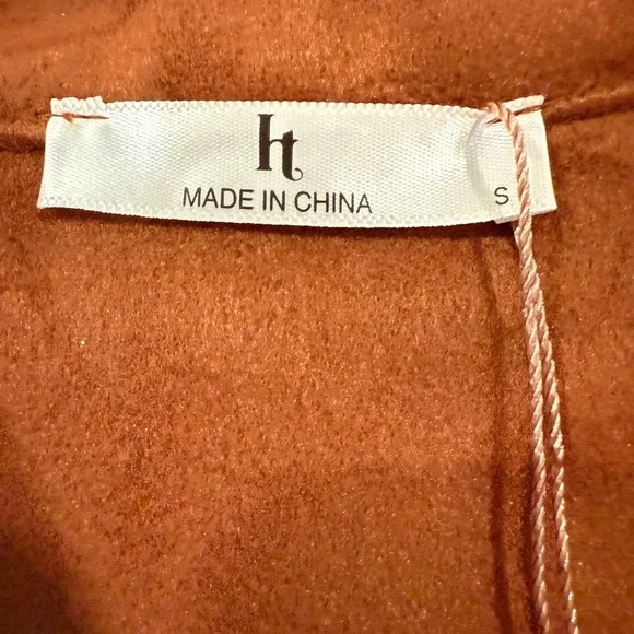 Hotouch Jacket Brushed Flannel Cropped Shacket Brown Size Small Western Boho NWT - Picture 10 of 10